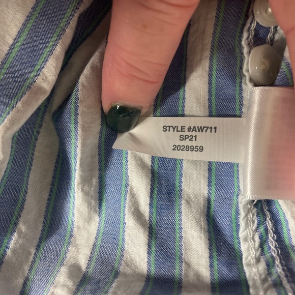 J Crew Classic Fit Shirt Women 8 Blue White Textured Stripe Button Down Blouse - Picture 13 of 13